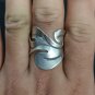 FINE SOLID SILVER RING FIXED SIZE VINTAGE 7g LEAF WRAP BAND #RR077
