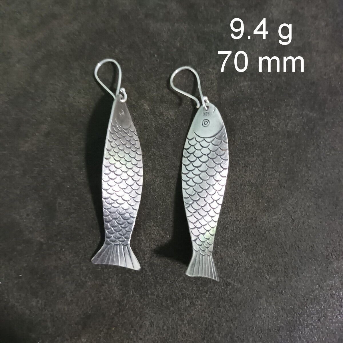 FINE SILVER EARRINGS CRAFT VINTAGE DANGLES 9g Delicate Dreams fish #RE219