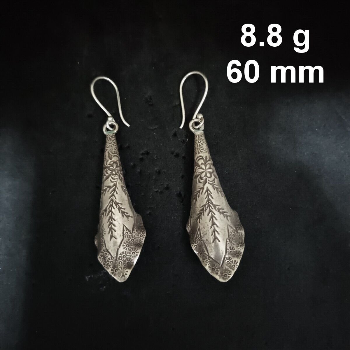 FINE SILVER EARRINGS CRAFT VINTAGE DANGLES 8g Serenade Artisan fish #RE249