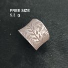 FINE SOLID SILVER RING FIXED SIZE VINTAGE 5g FERN ENGRAVED BAND #RR071