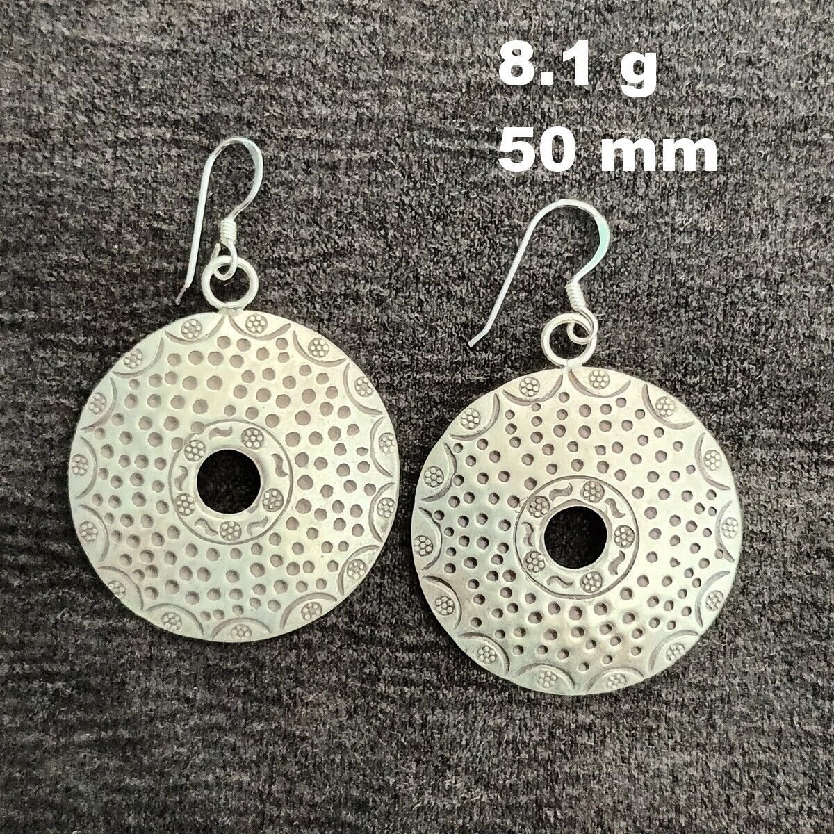 FINE SILVER EARRINGS NO STONE CRAFT VINTAGE DANGLES 8g ROUND HOLE #REE44