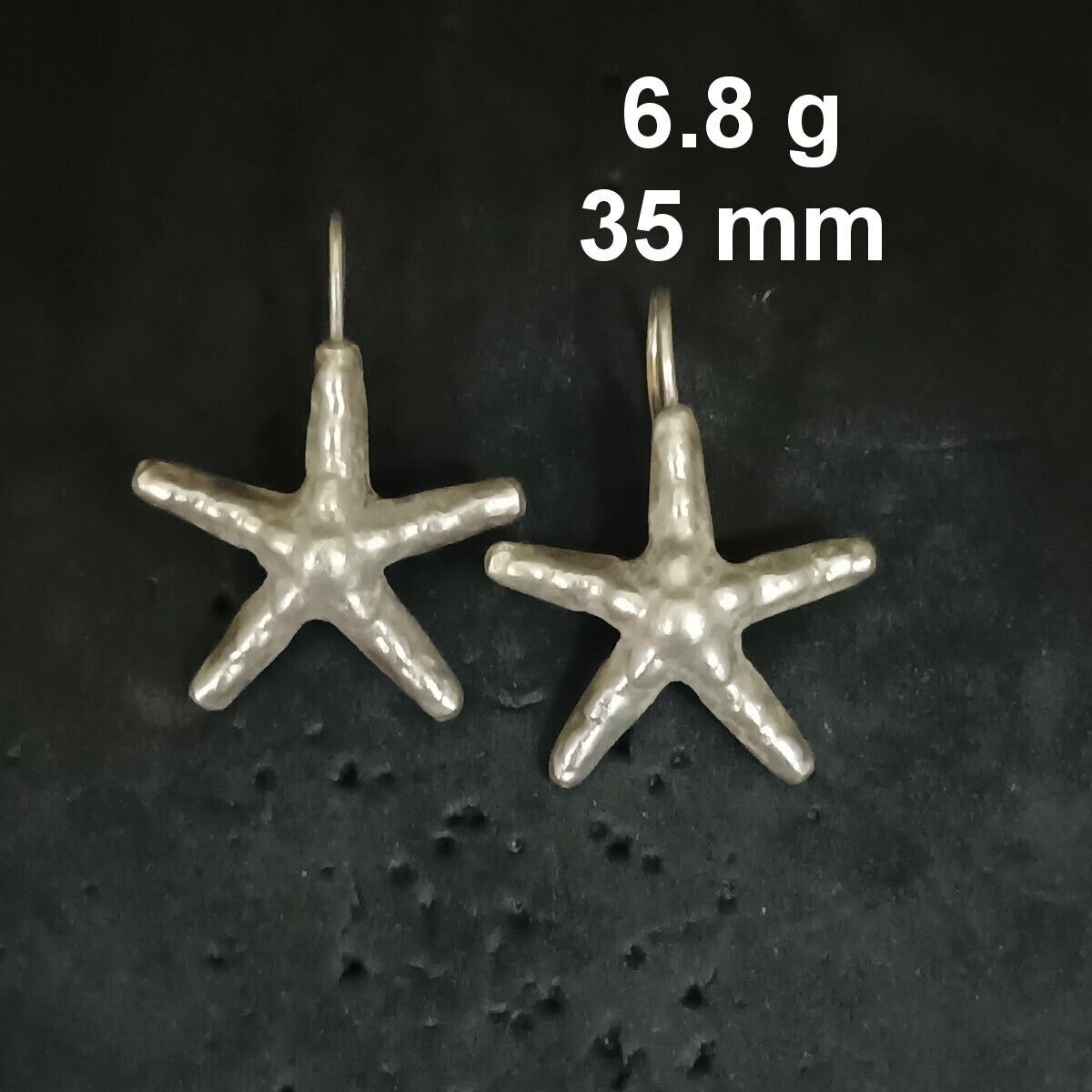 FINE SILVER EARRINGS CRAFT VINTAGE DANGLES 6g Tribal Inspired STARFISH #RE197