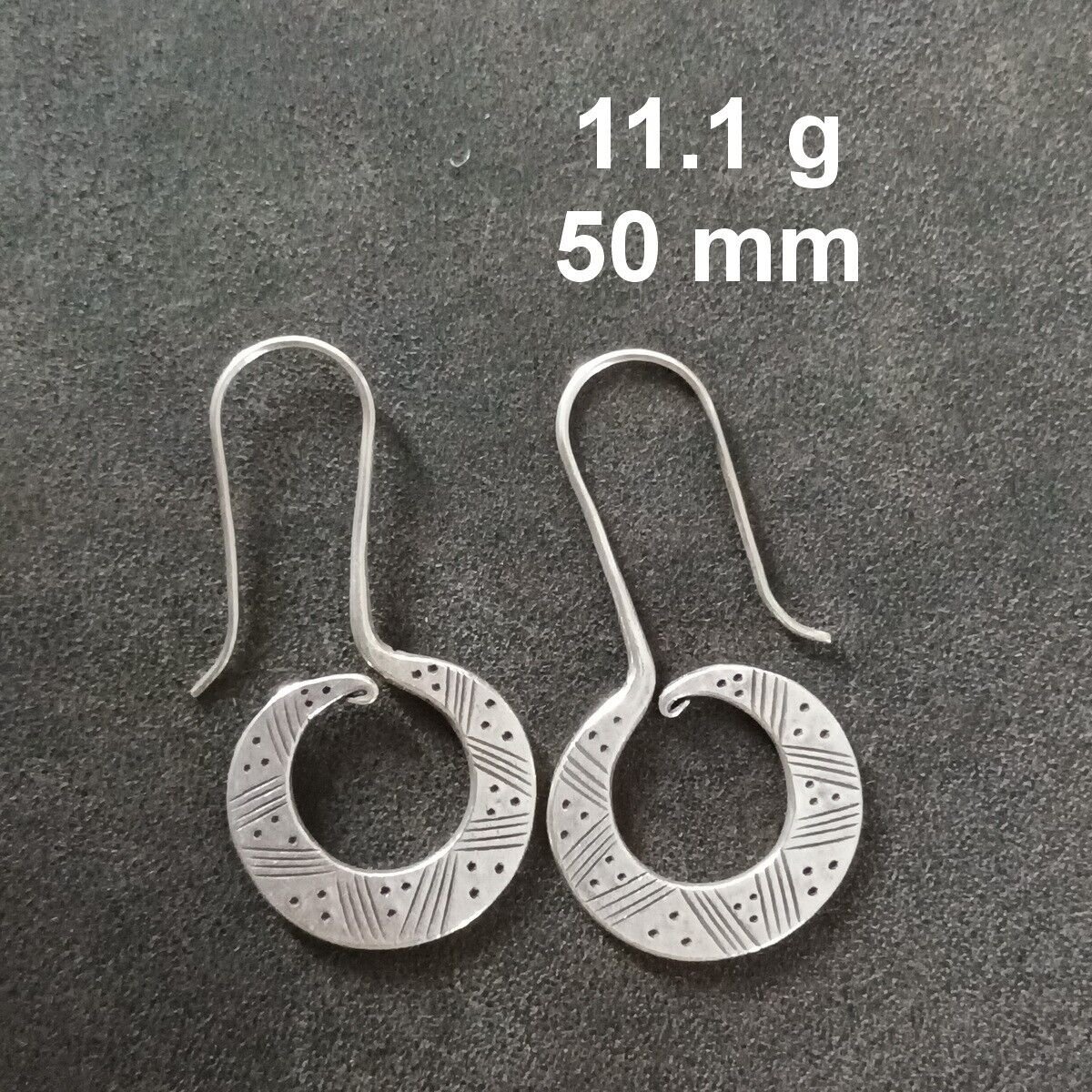 FINE SILVER EARRINGS CRAFT VINTAGE WOMEN DANGLES 11g SPIRAL ENGRAVED #REE91
