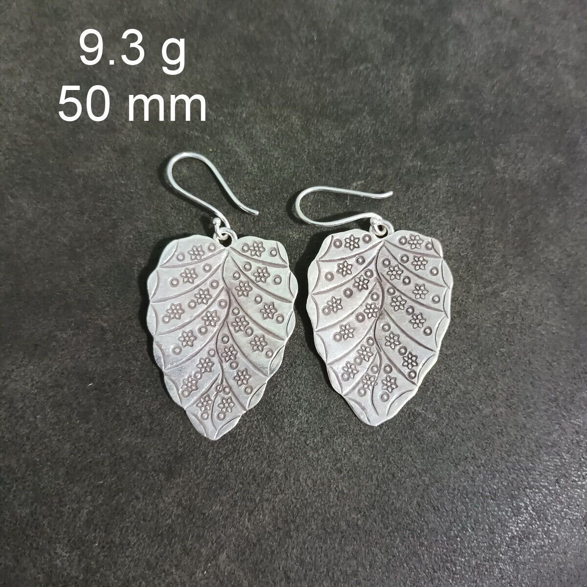 FINE SILVER EARRINGS CRAFT VINTAGE DANGLES 9g Nature's Echo leaf #RE231