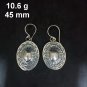 FINE SILVER EARRINGS CRAFT VINTAGE DANGLES 10g ETHNIC GOTHIC OVAL #RE174