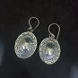 FINE SILVER EARRINGS CRAFT VINTAGE DANGLES 10g ETHNIC GOTHIC OVAL #RE174