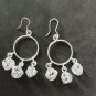 FINE SILVER EARRINGS CRAFT VINTAGE WOMEN DANGLES 8g ROUND WELLE CHARMS #REE84