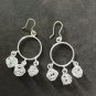 FINE SILVER EARRINGS CRAFT VINTAGE WOMEN DANGLES 8g ROUND WELLE CHARMS #REE84