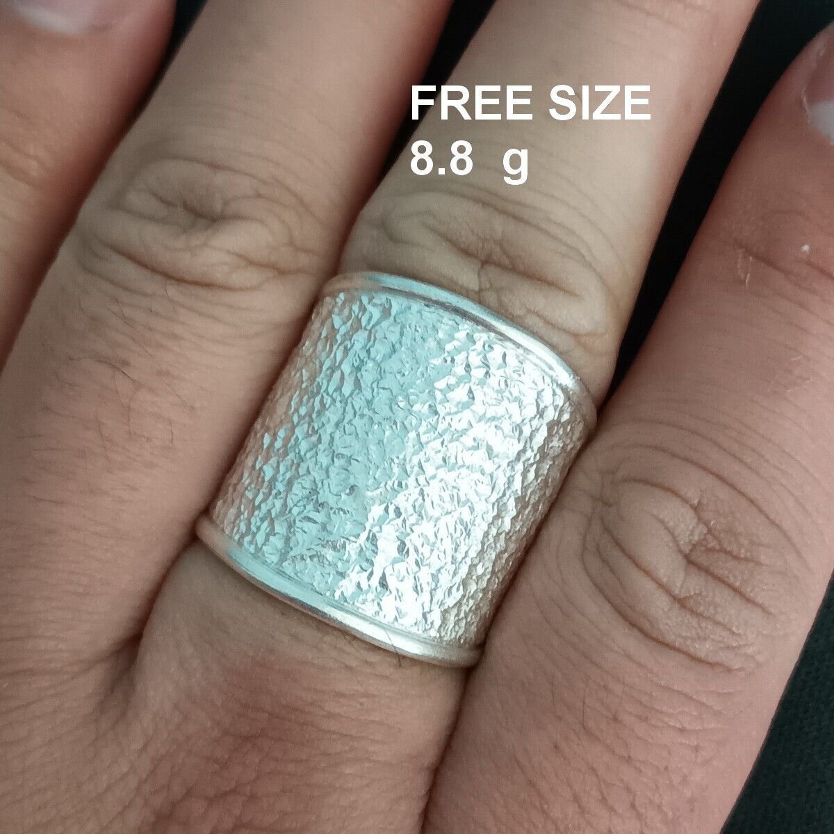 FINE SOLID SILVER RING ADJUSTABLE SIZE VINTAGE 8g ICY WAVE BAND #RR035