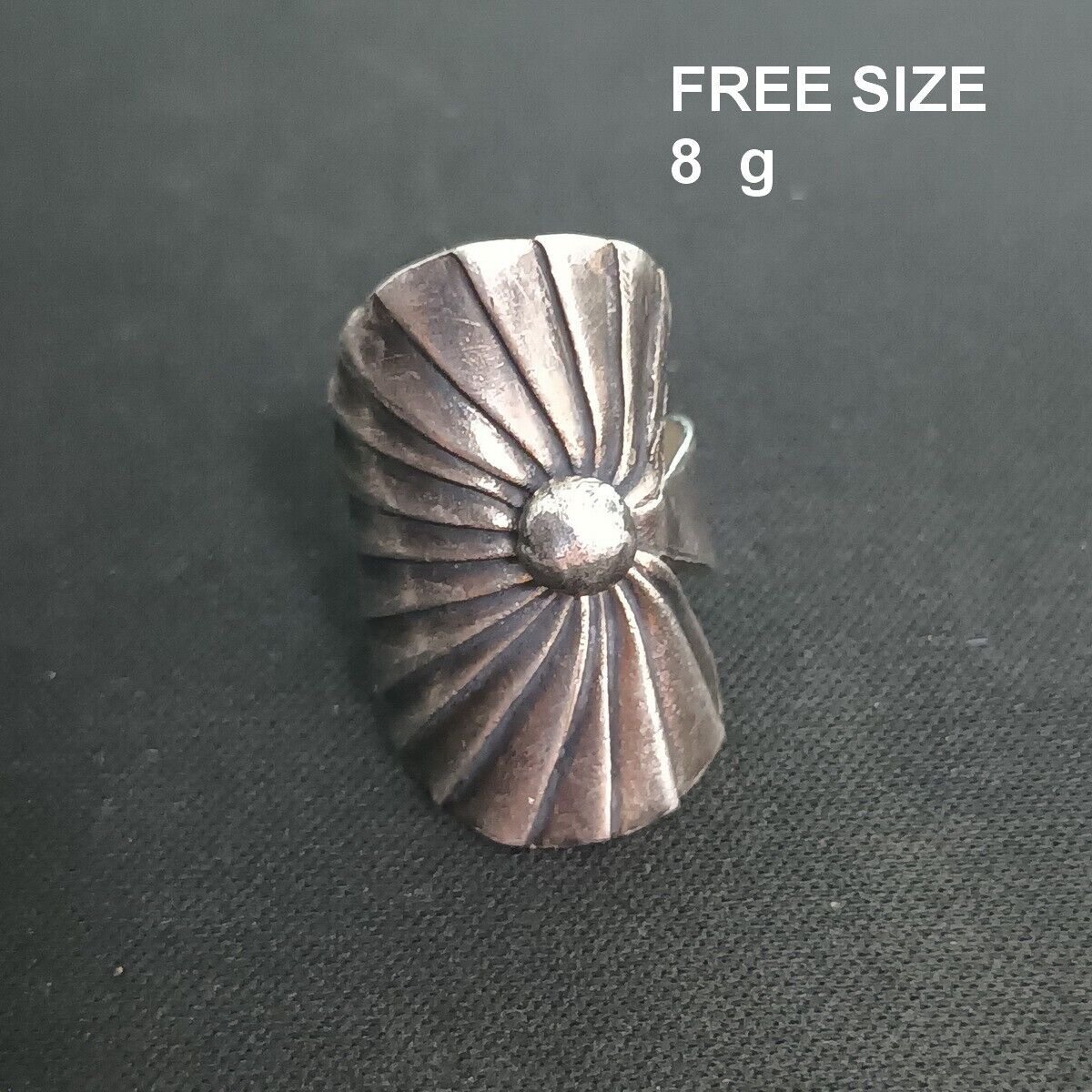 FINE SOLID SILVER RING ADJUSTABLE SIZE VINTAGE 8g BON LEAVES #RR003