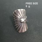 FINE SOLID SILVER RING ADJUSTABLE SIZE VINTAGE 8g BON LEAVES #RR003