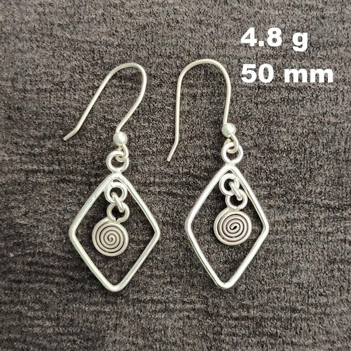 FINE SILVER EARRINGS NO STONE CRAFT VINTAGE DANGLES 4g SPIRAL LINE #REE42