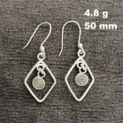 FINE SILVER EARRINGS NO STONE CRAFT VINTAGE DANGLES 4g SPIRAL LINE #REE42