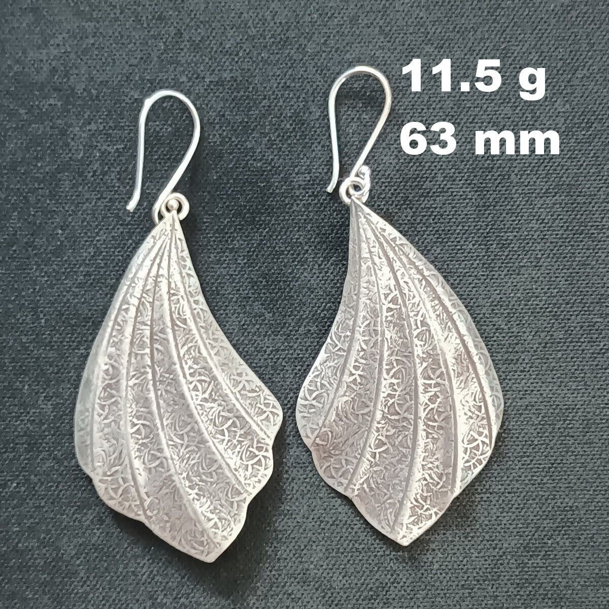 FINE SILVER EARRINGS CRAFT VINTAGE WOMEN DANGLES 11g BIG SHELL CHARMS #REE60