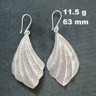 FINE SILVER EARRINGS CRAFT VINTAGE WOMEN DANGLES 11g BIG SHELL CHARMS #REE60