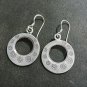 FINE SILVER EARRINGS NO STONE CRAFT VINTAGE DANGLES 5g ENGRAVED HOOP #REE49