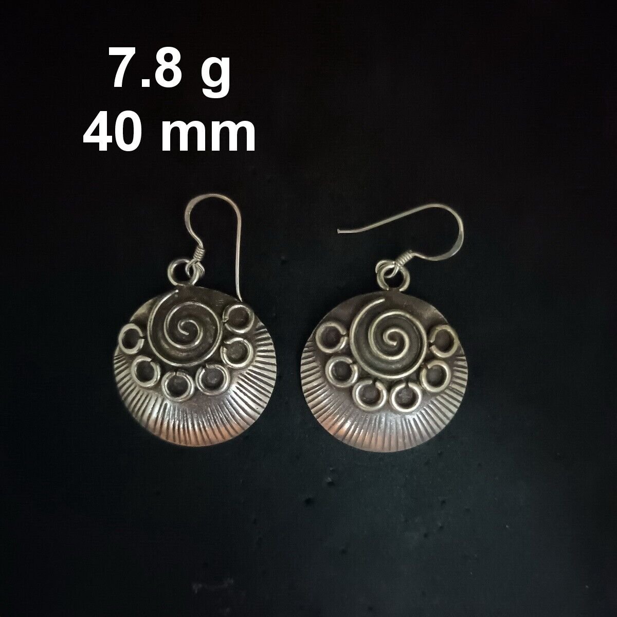 FINE SILVER EARRINGS CRAFT VINTAGE WOMEN DANGLES 7g SHINE GOTHIC #RE151