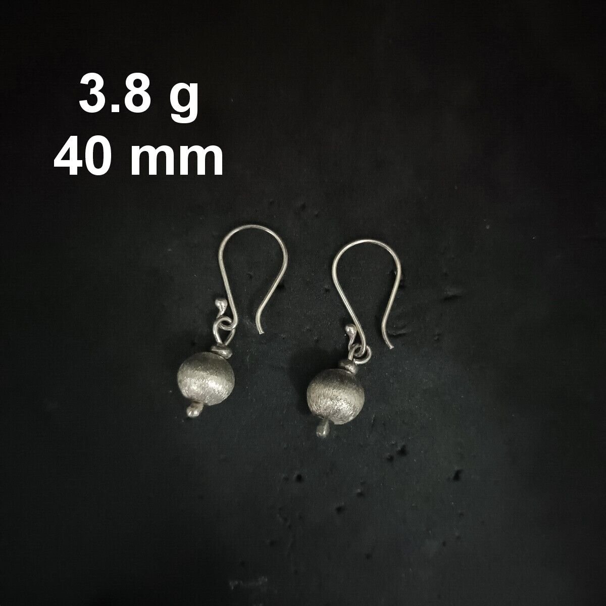FINE SILVER EARRINGS CRAFT VINTAGE DANGLES 3g MINIMAL CUTE BALL #RE171