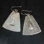 FINE SILVER EARRINGS CRAFT VINTAGE WOMEN DANGLES 7g Geometric CHARMS #RE123