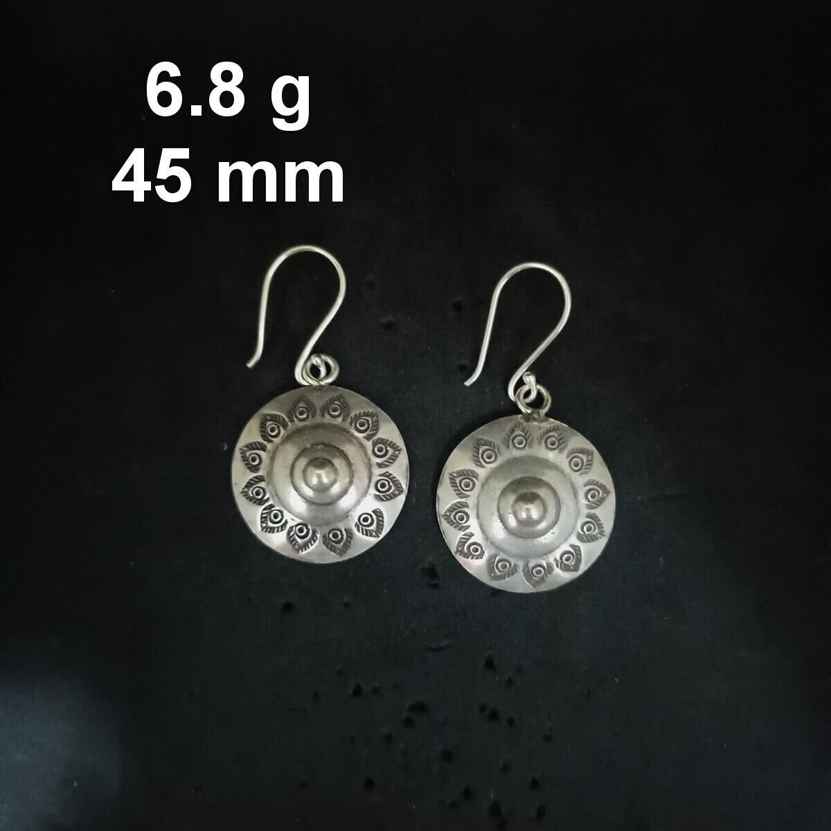 FINE SILVER EARRINGS CRAFT VINTAGE DANGLES 6g Glistening Shadows #RE284