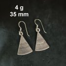 FINE SILVER EARRINGS CRAFT VINTAGE WOMEN DANGLES 4g Sculpted TRIANGLE #RE132