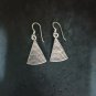 FINE SILVER EARRINGS CRAFT VINTAGE WOMEN DANGLES 4g Sculpted TRIANGLE #RE132