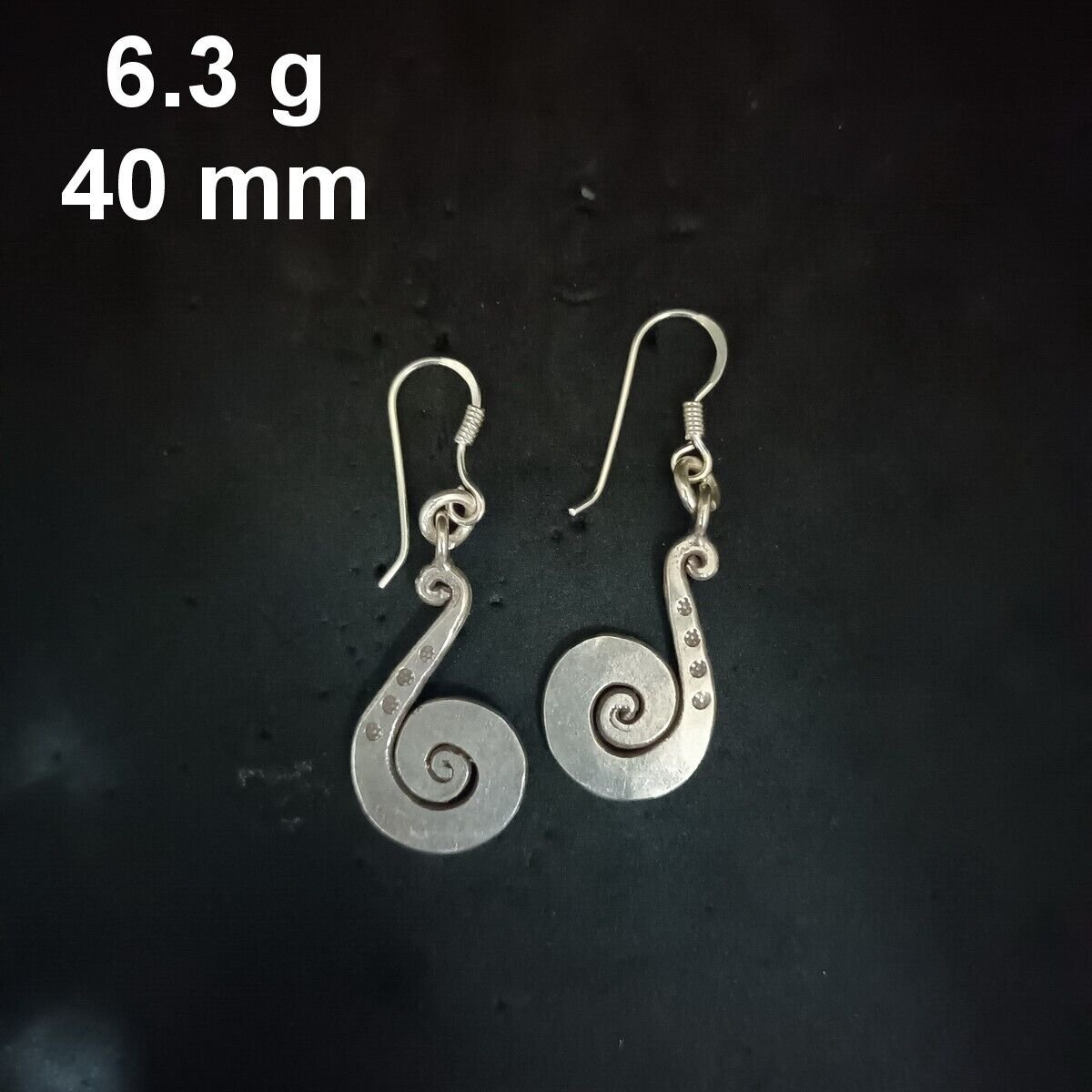 FINE SILVER EARRINGS CRAFT VINTAGE DANGLES 6g MINI ETHNIC SPIRAL #RE178