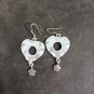 FINE SILVER EARRINGS CRAFT VINTAGE DANGLES 7g Art Deco Heart #RE223