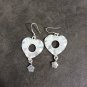 FINE SILVER EARRINGS CRAFT VINTAGE DANGLES 7g Art Deco Heart #RE223