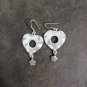 FINE SILVER EARRINGS CRAFT VINTAGE DANGLES 7g Art Deco Heart #RE223