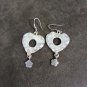FINE SILVER EARRINGS CRAFT VINTAGE DANGLES 7g Art Deco Heart #RE223