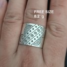 FINE SOLID SILVER RING ADJUSTABLE SIZE VINTAGE 8g VARIETY FANCY PATTERN #RR009