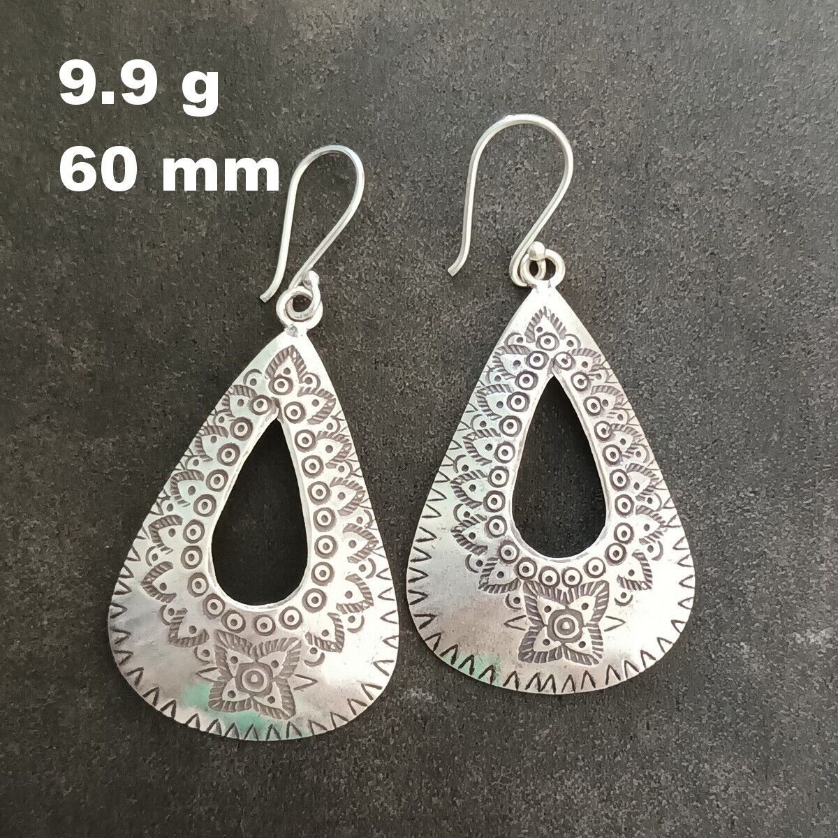 FINE SILVER EARRINGS NO STONE CRAFT VINTAGE DANGLES 9g TRIBAL DROP #REE55