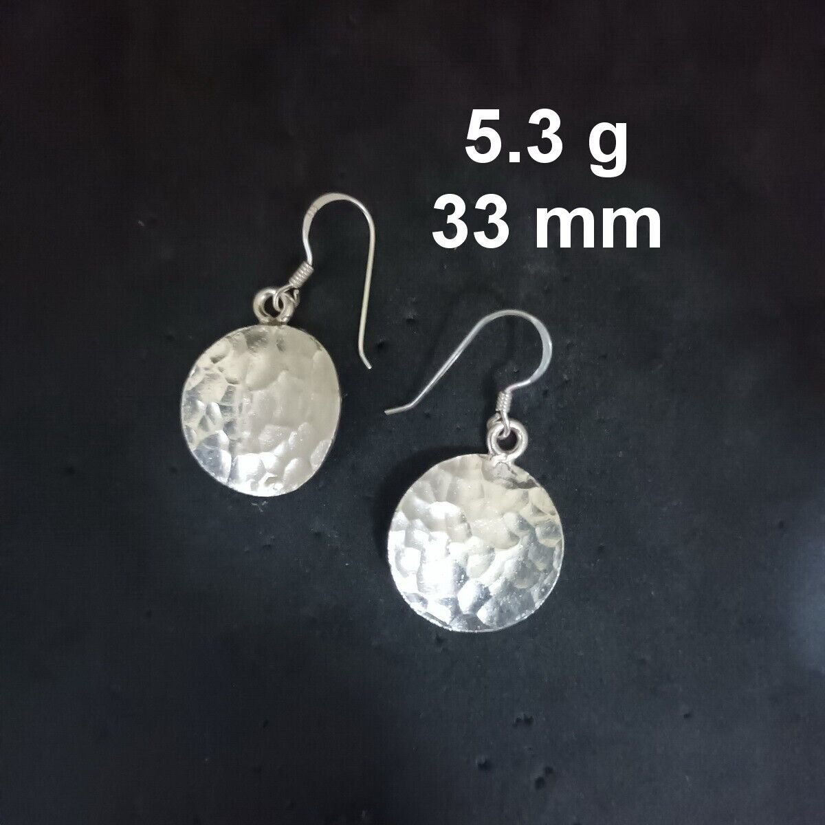 FINE SILVER EARRINGS CRAFT VINTAGE WOMEN DANGLES 5g HAMMERED DELIGHT #RE141