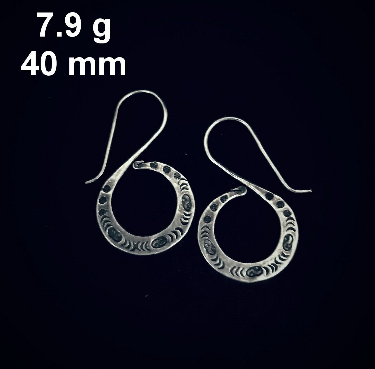 FINE SILVER EARRINGS CRAFT VINTAGE DANGLES 7g Curiosities Rustic spiral #RE288