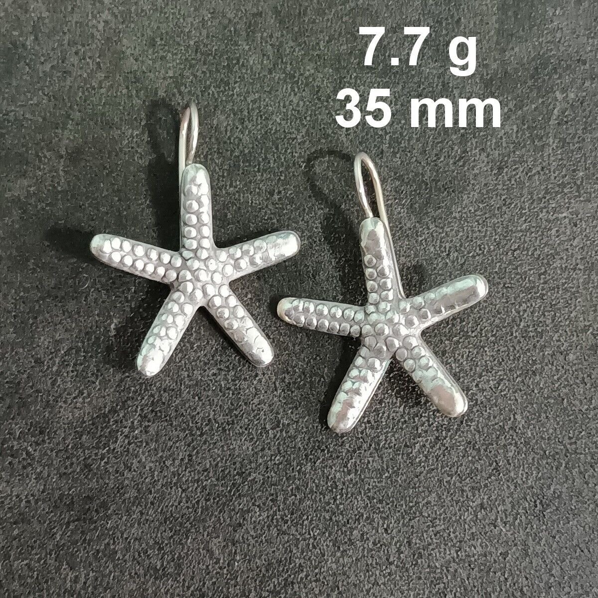 FINE SILVER EARRINGS CRAFT VINTAGE WOMEN DANGLES 7g STARFISH SHAPE HOOK  #RE106