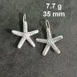 FINE SILVER EARRINGS CRAFT VINTAGE WOMEN DANGLES 7g STARFISH SHAPE HOOK  #RE106