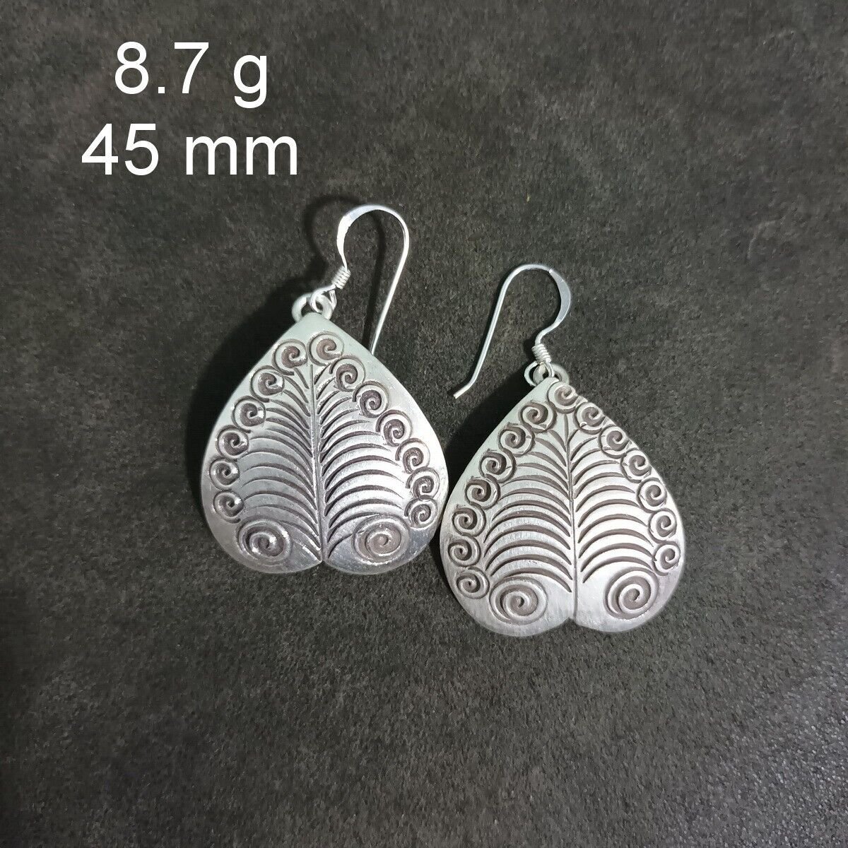 FINE SILVER EARRINGS CRAFT VINTAGE DANGLES 8g Art Nouveau leaf #RE233