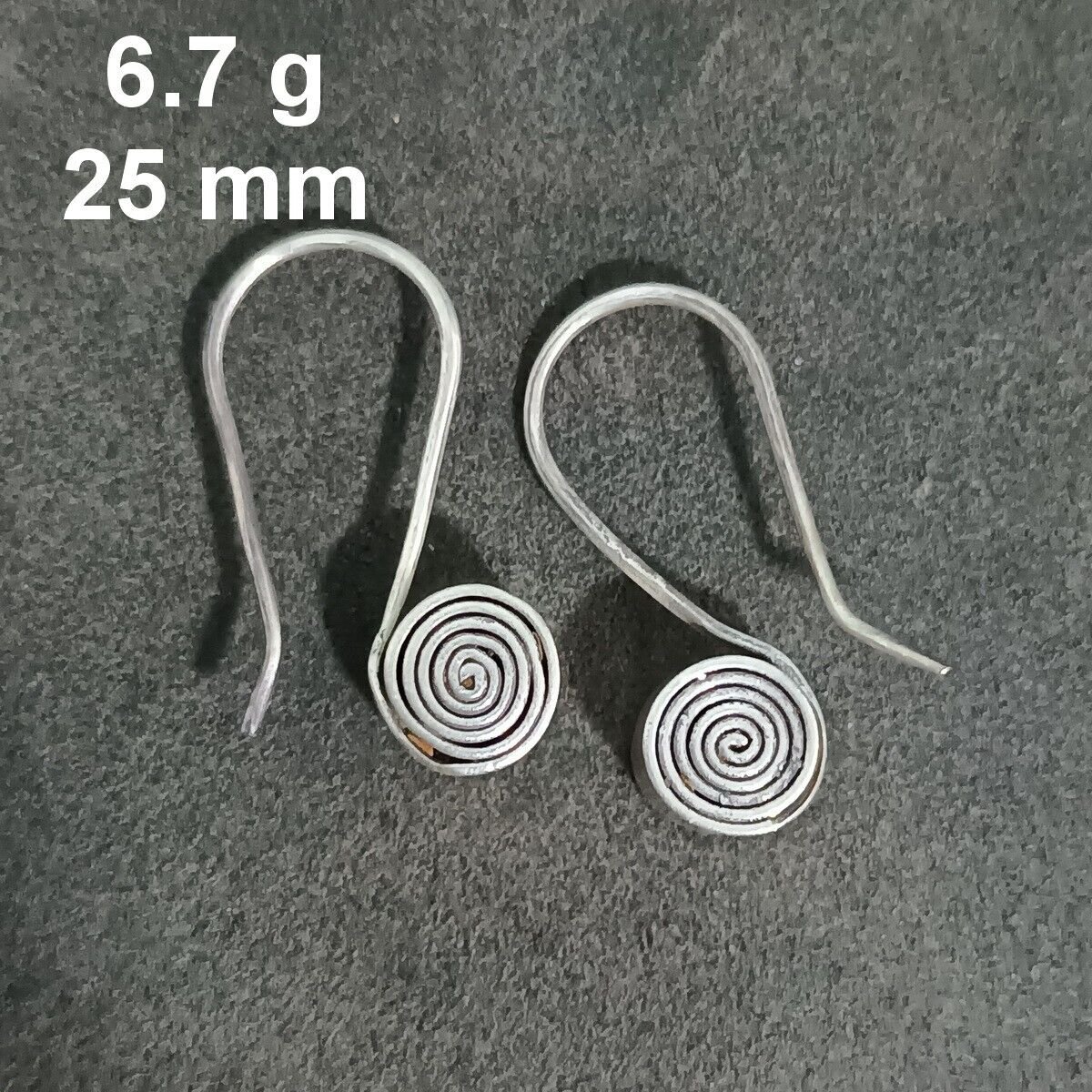 FINE SILVER EARRINGS CRAFT VINTAGE WOMEN DANGLES 6g MINI SPIRAL HOOK #RE109