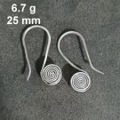 FINE SILVER EARRINGS CRAFT VINTAGE WOMEN DANGLES 6g MINI SPIRAL HOOK #RE109