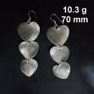 FINE SILVER EARRINGS CRAFT VINTAGE DANGLES 10g triple poh leaves #RE162