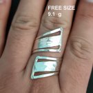 FINE SOLID SILVER RING ADJUSTABLE SIZE VINTAGE 9g LUXUARY ROLL TRANPARENT #RR045