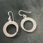 FINE SILVER EARRINGS CRAFT VINTAGE WOMEN DANGLES 8g HAMMERED HOOP CHARMS #REE68