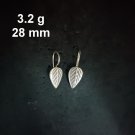 FINE SILVER EARRINGS CRAFT VINTAGE DANGLES 3g MINIMALIST NATURE LEAF #RE189