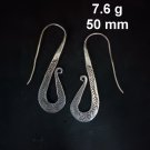 FINE SILVER EARRINGS CRAFT VINTAGE WOMEN DANGLES 7g SCULPTED HOOK #RE150
