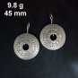 FINE SILVER EARRINGS CRAFT VINTAGE DANGLES 9g Geometric Tribal Round #RE159