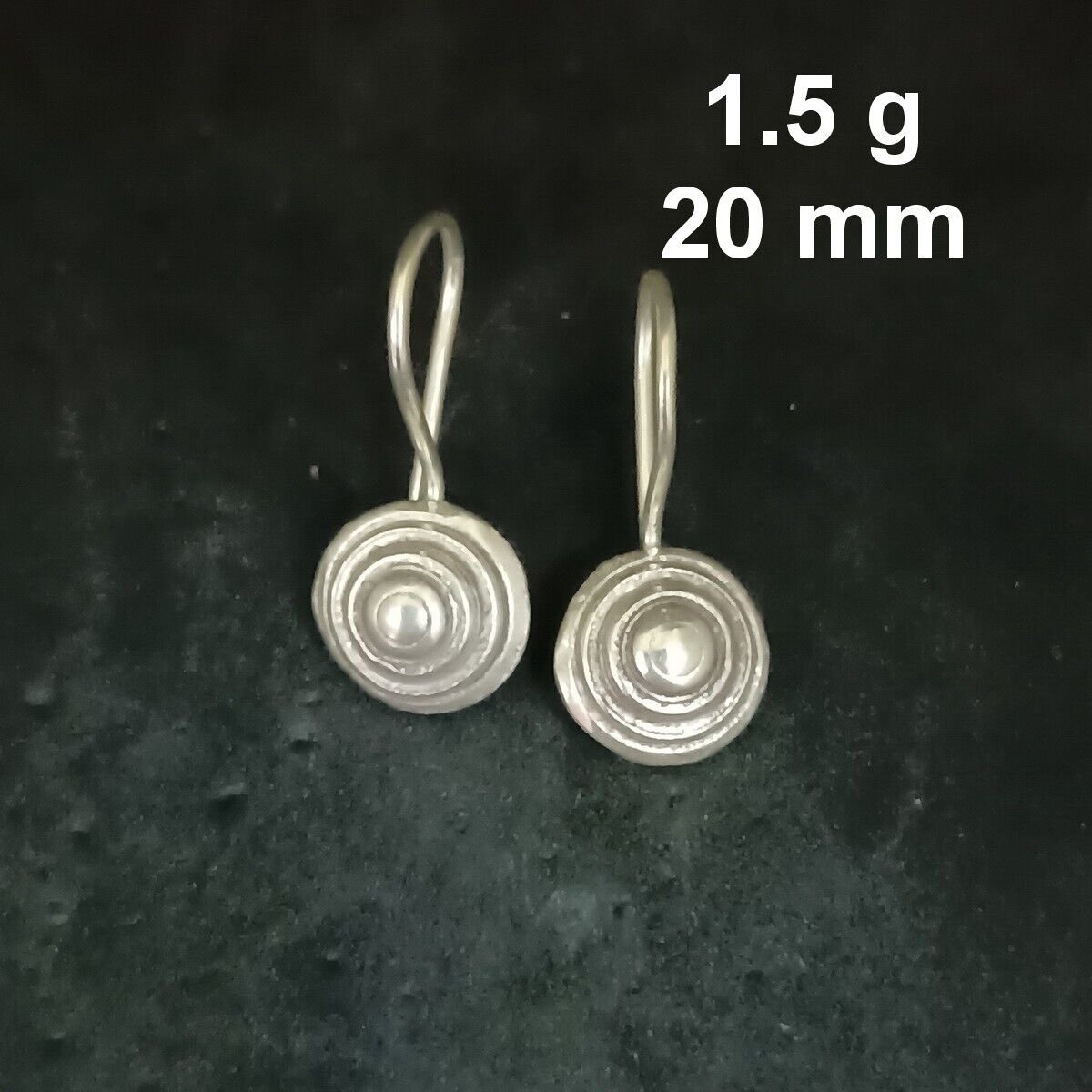 FINE SILVER EARRINGS CRAFT VINTAGE WOMEN DANGLES 1g MINI SIMPLE ROUND #RE152