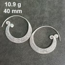 FINE SILVER EARRINGS CRAFT VINTAGE WOMEN DANGLES 10g BIG ROUND LOOP #RE103