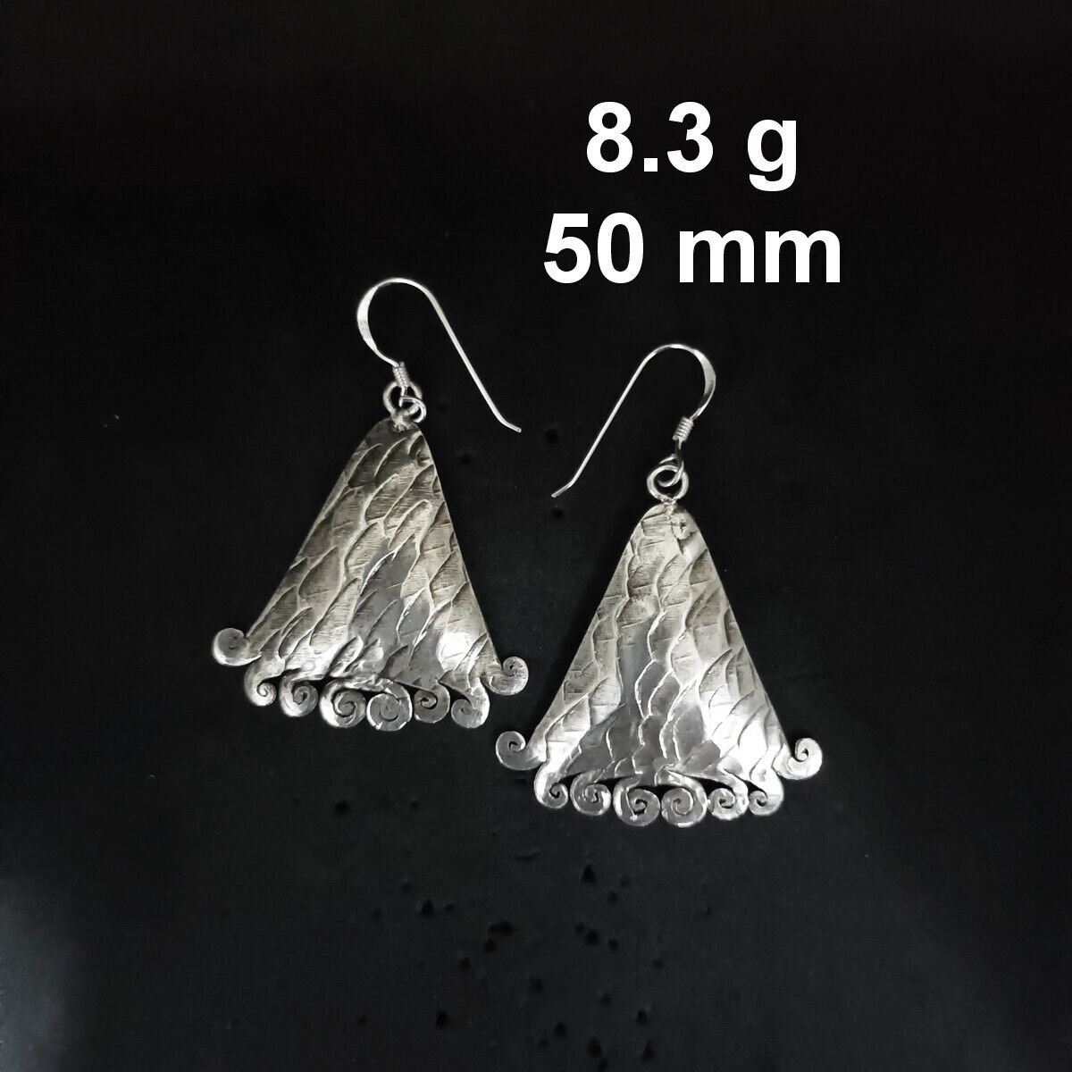 FINE SILVER EARRINGS CRAFT VINTAGE DANGLES 8g Artisanal Rustic Romance #RE276