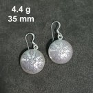 FINE SILVER EARRINGS CRAFT VINTAGE WOMEN DANGLES 4g MINI EMBOSSED CHARMS #RE116